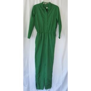 VINTAGE Steven Barry Jumpsuit Size M Flight Suit One Piece Nylon Green Retro